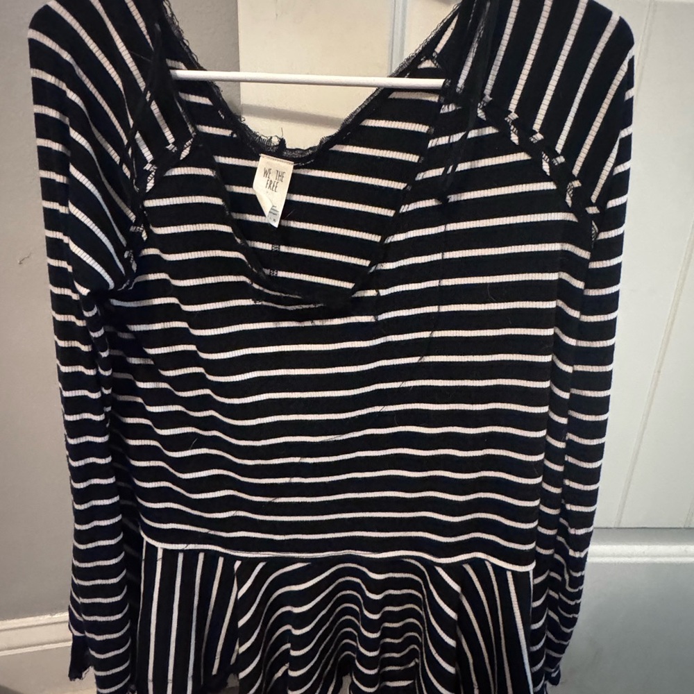 We The Free Black and White Striped Top